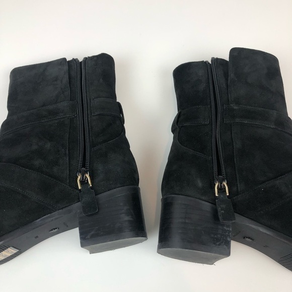 Stuart Weitzman Britain Buckle Suede Boot 9.5 blk - Picture 9 of 16